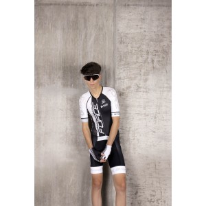 cycling suit FORCE TEAM PRO black-white L