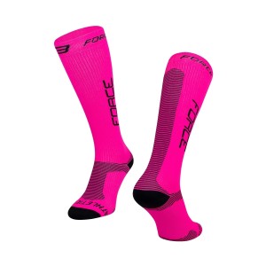 socks FORCE ATHLETIC PRO COMPRESS. pink-black S-M