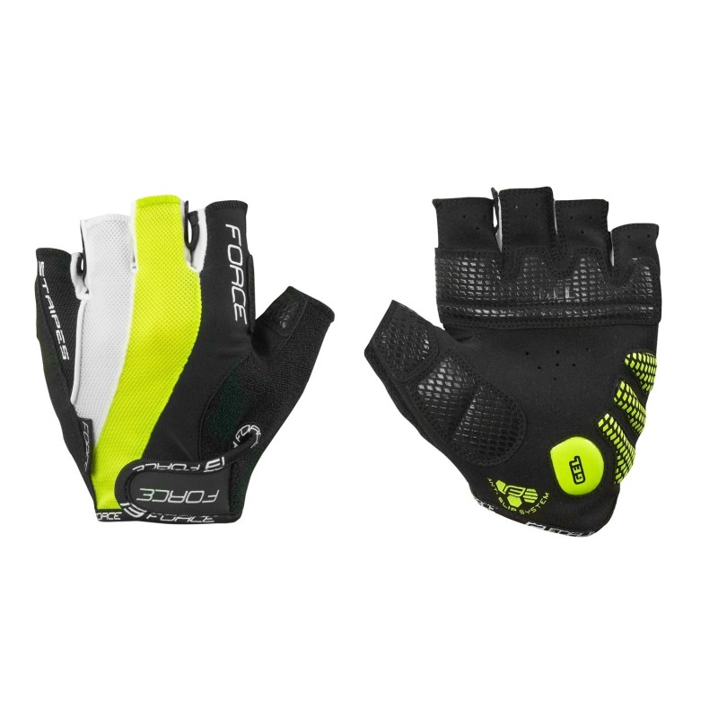 gloves FORCE STRIPES gel. black-fluo L