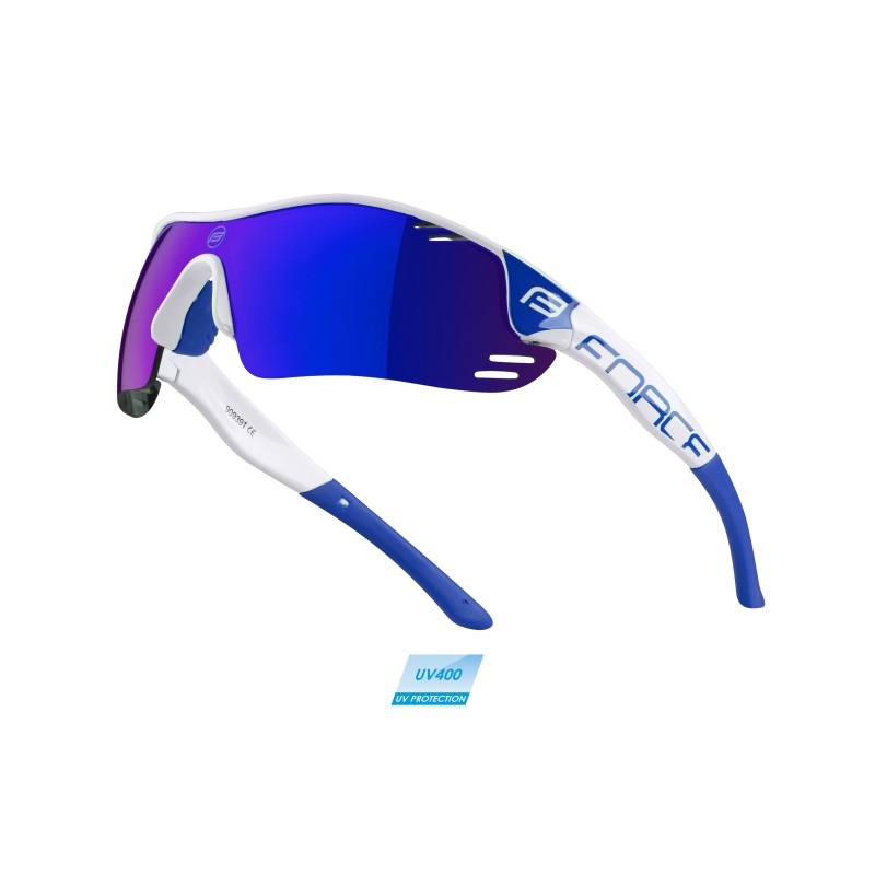 sunglasses FORCE RACE PRO white. laser blue lenses