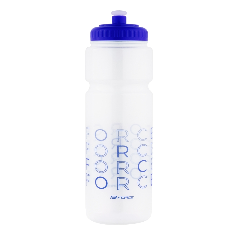 bottle FORCE "F" 0.75 l. transparent/blue printing