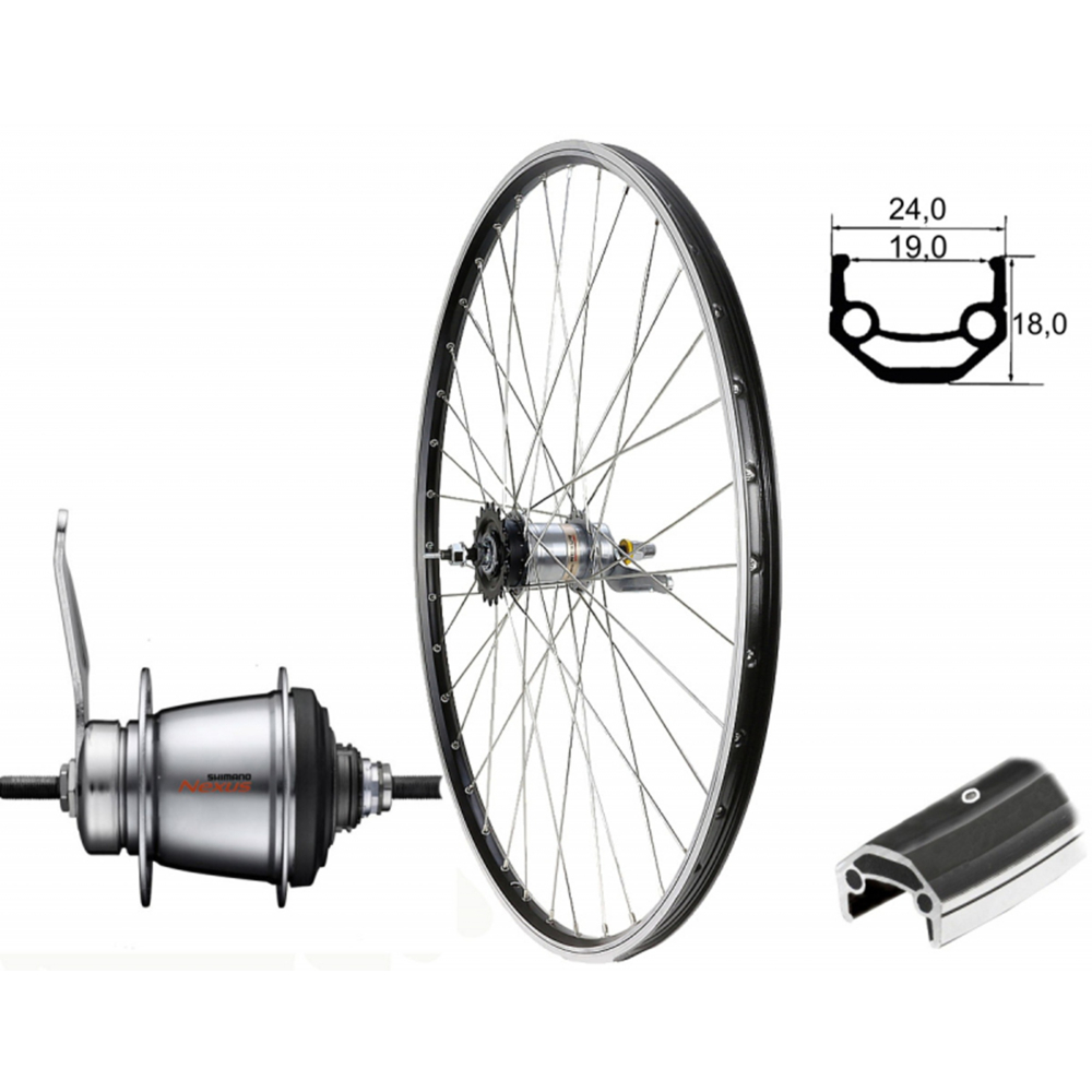 Hinterrad 19-622 V-Bremse 36L Nexus 7-fach mit Rücktritt