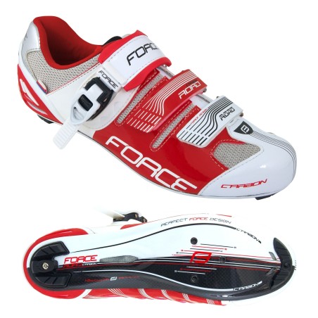 Rennradschuhe FORCE ROAD CARBON rot/weiss 38