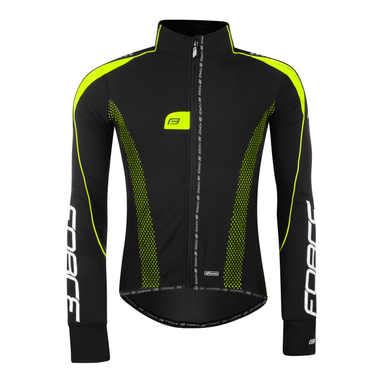 jacket FORCE X72 PRO16 softshell man. black-fluo L