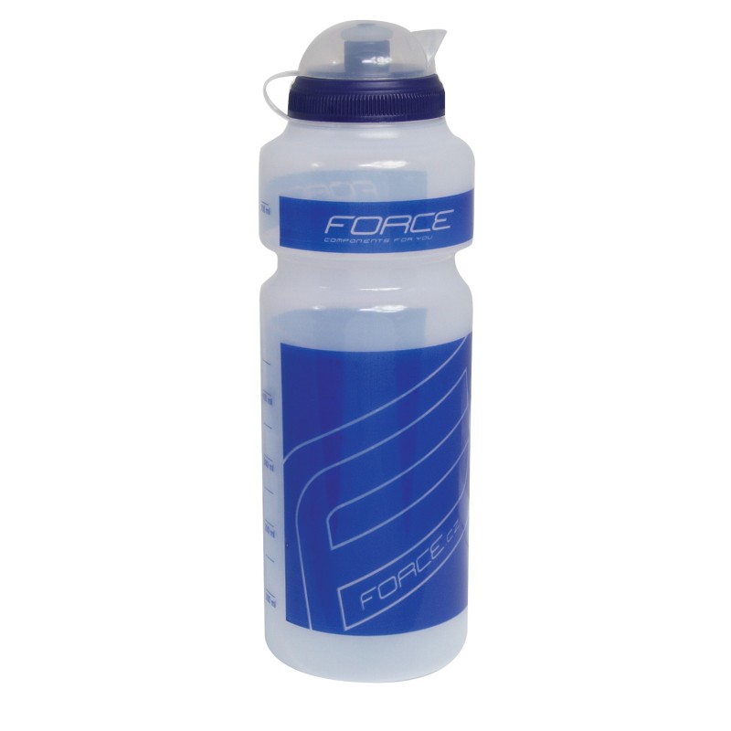 bottle FORCE "F" 0.75 l. transparent/blue printing