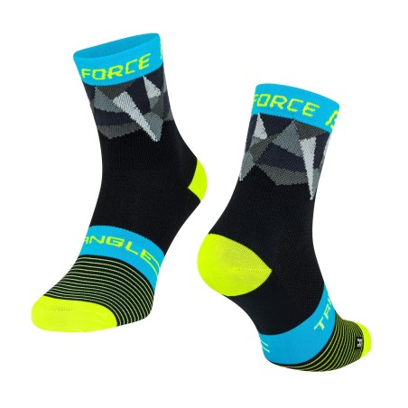 socks FORCE TRIANGLE. black-fluo-blue S-M