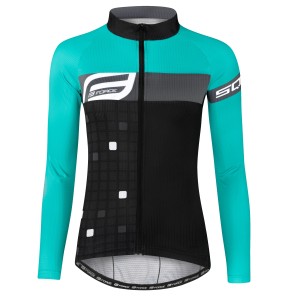 jersey F SQUARE lady long sl  blk-turquoise