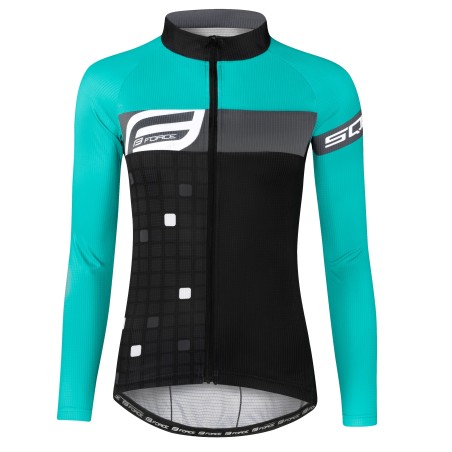 jersey F SQUARE lady long sl  blk-turquoise