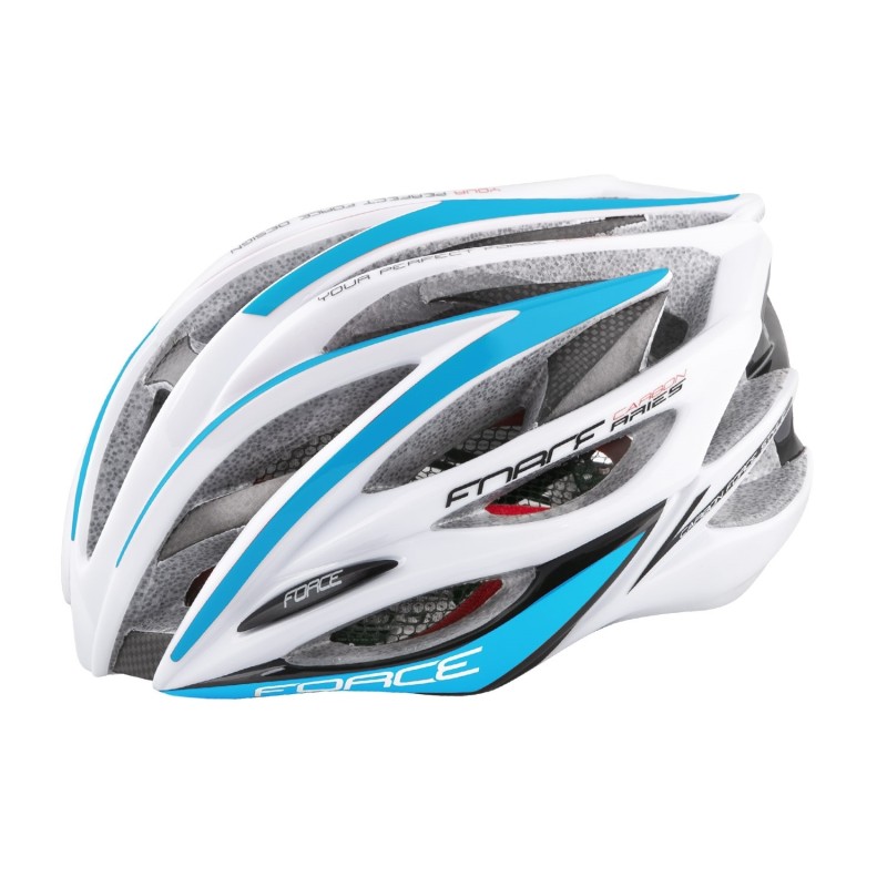 helmet FORCE ARIES carbon  white-blue S - M