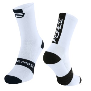 socks FORCE LONG PRO SLIM  white-black L-XL/42-46