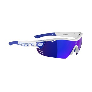 sunglasses FORCE RACE PRO white. laser blue lenses