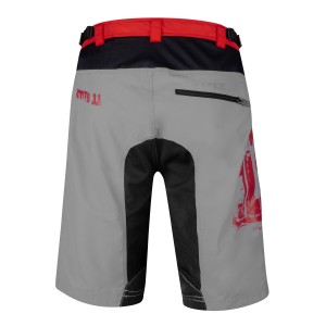 FORCE Shorts MTB-11 grau-schwarz-rot, mit Innenhose & Gel Pad