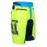 FORCE Shorts MTB-11 fluo gelb-blau-schwarz, mit Innenhose & Gel Pad