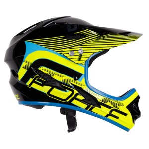 helmet FORCE TIGER downhill. black-fluo-blue S-M