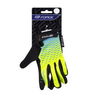 gloves FORCE KID MTB ANGLE summer  fluo-blue M
