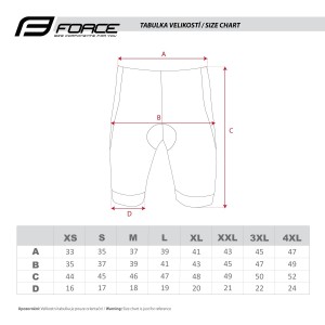 shorts FORCE B30 to waist with pad black-grey 3XL