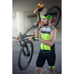 cap cycling with visor FORCE CORE black-fluo L-XL